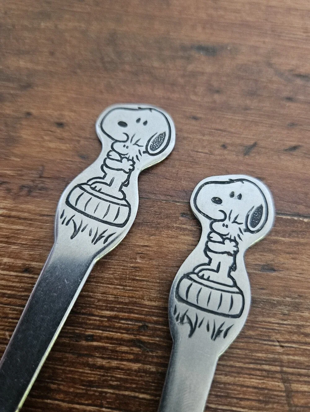 Vintage Danara Snoopy And Woodstock Fork And Spoon Childs Cutlery Set Silverware